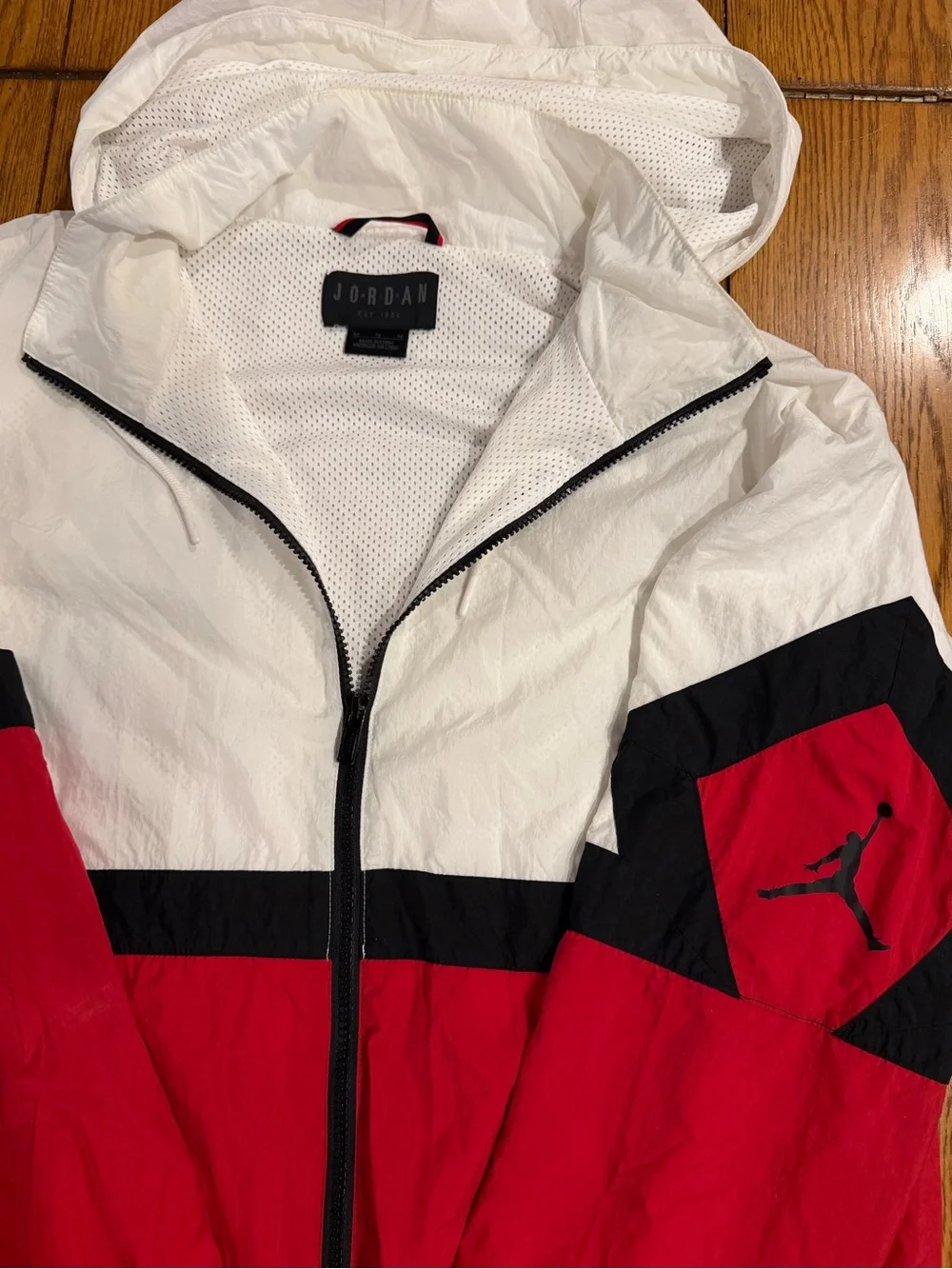 Jordan men’s Sportswear Diamond Track Jacket, medium, white/red